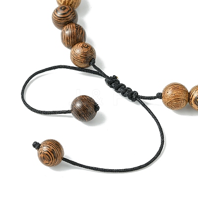 8mm Round Chakra Gemstone & Wood Braided Beaded Bracelets BJEW-JB10905-02-1