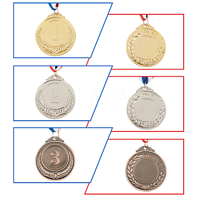6Pcs 3 Colors Zinc Alloy Medals NJEW-GL0001-01-1