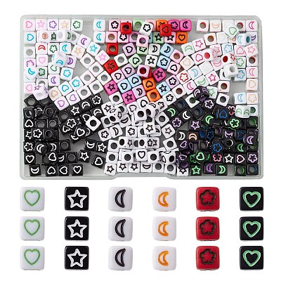 30Pcs 6 Colors Craft Acrylic Beads SACR-YW0001-60-1