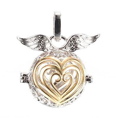 Rack Plating Brass Cage Pendants KK-R036-01-1