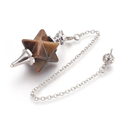 Natural Tiger Eye Dowsing Pendulums KK-F756-08C-1