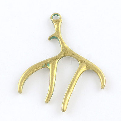 Deer Antler Zinc Alloy Big Pendants PALLOY-R065-075-FF-1