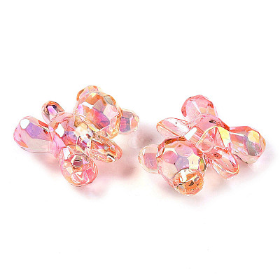 Gradient Color Transparrent Acrylic Eoropean Beads OACR-P024-01-02-1