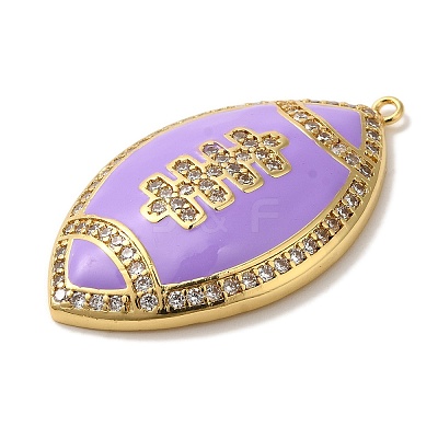 Rack Plating Brass Enamel with Cubic Zirconia Pendant KK-A229-32G-1