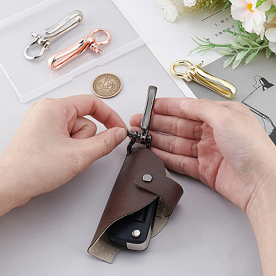 4Pcs 4 Colors Brass Shackle Clasps with Brass S Hook Clasps KK-PH0012-38-1