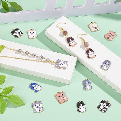 20Pcs 10 Styles Printed Alloy Pendants FIND-PH0021-07-1