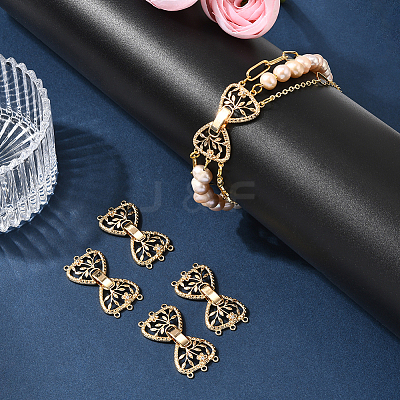 6Pcs Brass Micro Pave Cubic Zirconia Fold Over Clasps KK-BBC0021-30-1