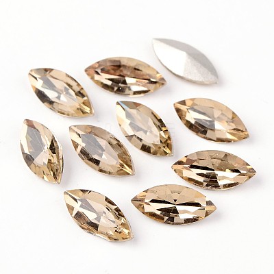 Faceted Horse Eye Glass Pointed Back Rhinestone Cabochons RGLA-E005-15x7mm-M-1