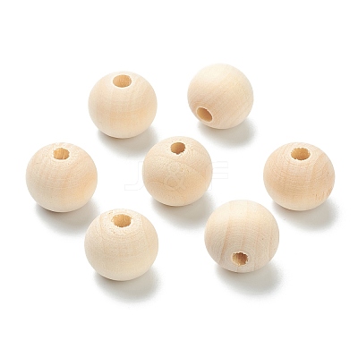 Natural Unfinished Wood Beads WOOD-XCP0001-19F-1