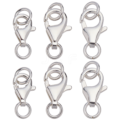 6Pcs 3 Styles 925 Sterling Silver Lobster Claw Clasps STER-ME0001-16-1