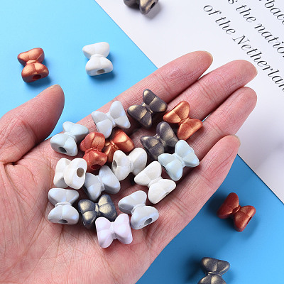 Spray Painted Acrylic European Beads MACR-S373-44J-1