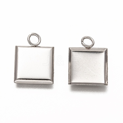 Non-Tarnish 304 Stainless Steel Pendant Cabochon Settings X-STAS-I176-07P-1