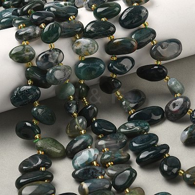 Natural Moss Agate Beads Strands G-P604-A11-01-1
