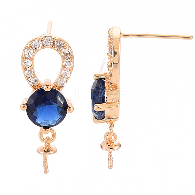 Brass Micro Pave Clear Cubic Zirconia Earring Findings KK-T062-219A-NF-1