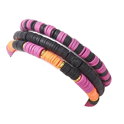 3Pcs Halloween Theme Handmade Polymer Clay Beaded Stretch Bracelets X1-BJEW-TA00466-1