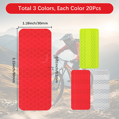 60Pcs 3 Colors PET Plastic Reflective Stickers DIY-SP0004-36-1