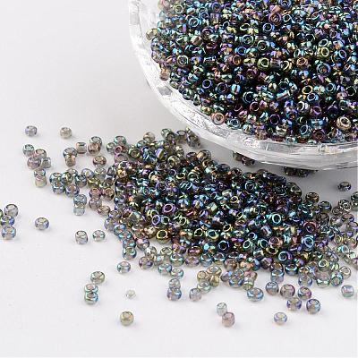 Round Transparent Colors Rainbow Glass Seed Beads X-SEED-A007-2mm-172-1