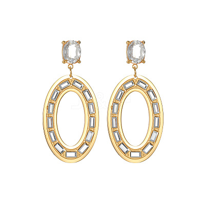 304 Stainless Steel & Crystal Rhinestone Dangle Stud Earrings WG52D4B-02-1