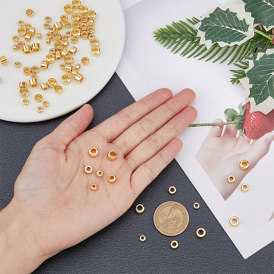 90Pcs 3 Style Rack Plating Brass Beads KK-HY0001-72-1