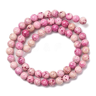 Natural Dyed Marble Beads Strands G-P593-6mm-05-1