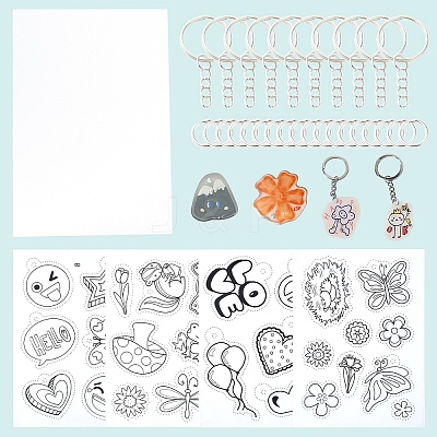 DIY Plastic Heat Shrink Film Paper & Iron Keychain Kits DIY-YW0009-30-1