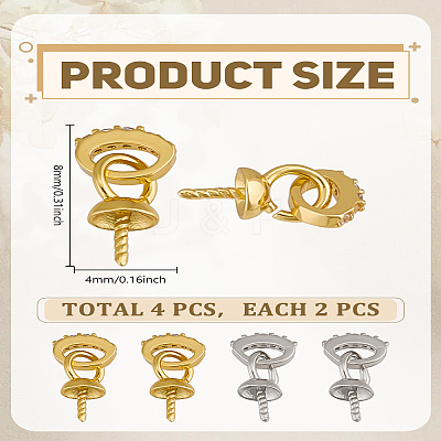 4Pcs 2 Colors Brass with Cubic Zirconia Peg Bails KK-LP0004-51-1