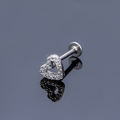 316L Surgical Stainless Steel Micro Pave Clear Cubic Zirconia Cartilage Earrings WGEC19D-14-1
