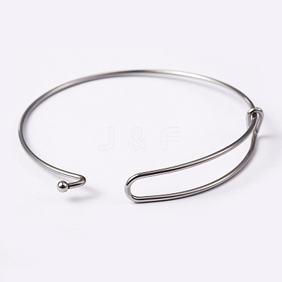 Tarnish Resistant Adjustable 304 Stainless Steel Expandable Bangle Making LS-BJEW-L604-09P-1