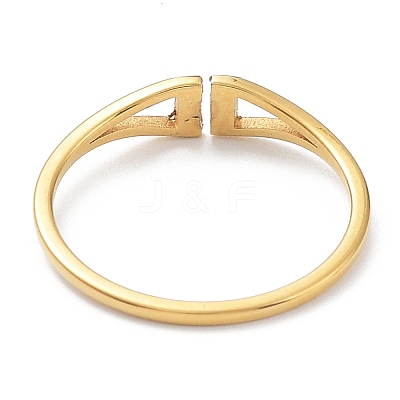 Ion Plating(IP) 304 Stainless Steel Triangle Open Cuff Ring with Cubic Zirconia RJEW-K224-09G-1