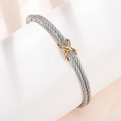 Duo Tone 304 Stainless Steel Infinity Twisted Open Cuff Bangles for Women SA-CBA2192-04GP-1