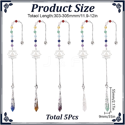 Teardop Natural Gemstone Pointed Dowsing Pendulums PALLOY-GO00018-1