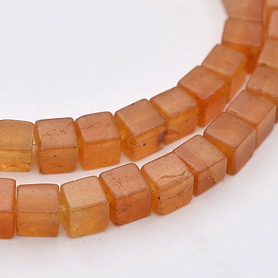 Cube Natural Red Aventurine Beads Strands G-N0154-26-1