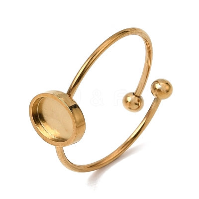 Oval 304 Stainless Steel Open Cuff Bangle Makings with Bezel Tray SA-CBABF3F-03G-07-1
