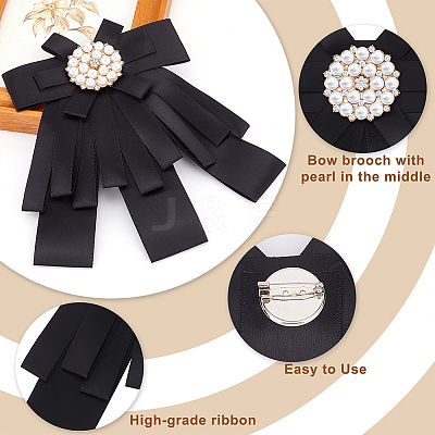 Bowknot Satin Rhinestone Brooches JEWB-WH0020-045-1