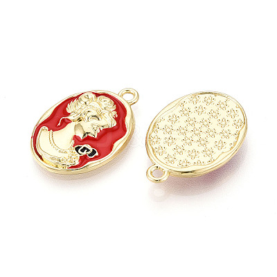 Rack Plating Alloy Enamel Pendants ENAM-N066-06KCG-1