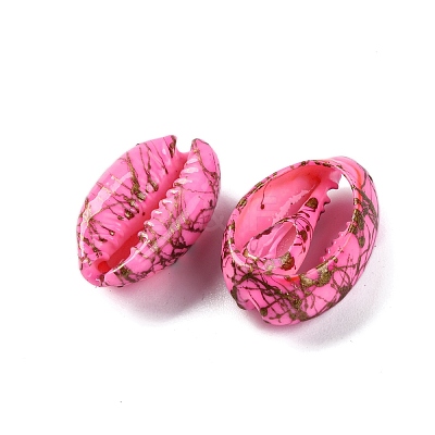 Spray Painted & Drawbench Cowrie Shell Beads SSHEL-M023-03E-1