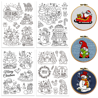 4 Sheets 11.6x8.2 Inch Stick and Stitch Embroidery Patterns DIY-WH0455-208-1