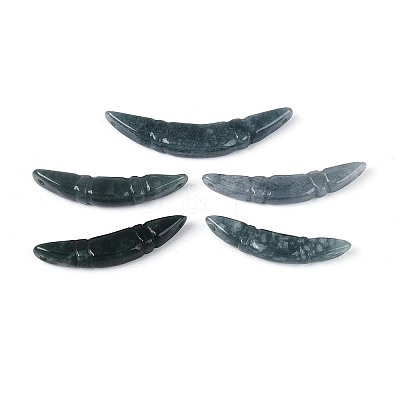 Natural Myanmar Jade Carved Crescent Moon Connector Charms G-T143-39A-1