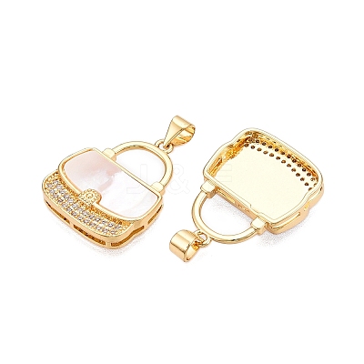 Brass Micro Pave Clear Cubic Zirconia Pendants KK-N254-184G-1