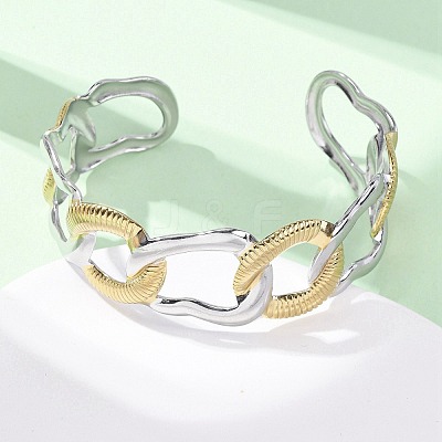Oval 304 Stainless Steel Cuff Bangles for Women BJEW-B150-06GP-1
