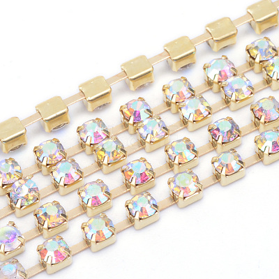 Brass Rhinestone Strass Chains CHC-T004-SS18-02C-1