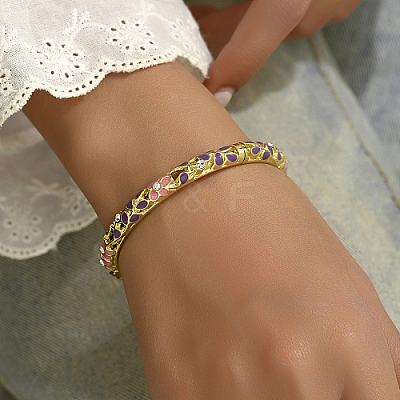 Enamel Flower Bangle with Rhinestone PF4009-4-1