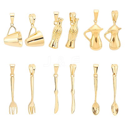 6Pcs 6 Style 304 Stainless Steel Pendants STAS-UN0040-47-1