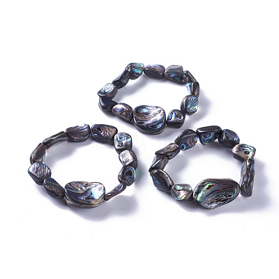 Natural Abalone Shell/Paua ShellStretch Bracelets BJEW-F378-01-1