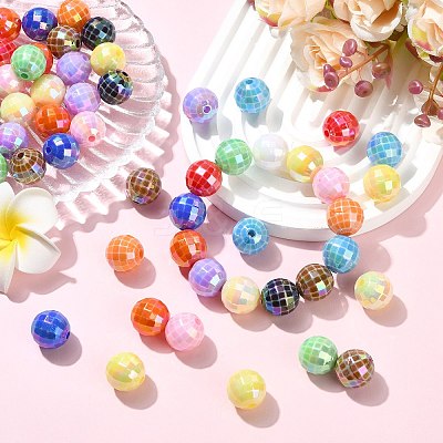 100Pcs UV Plating Opaque Acrylic Beads MACR-CJ0002-48-1