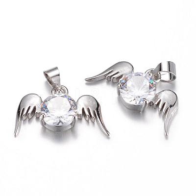 Brass Cubic Zirconia Pendant ZIRC-P016-44P-1