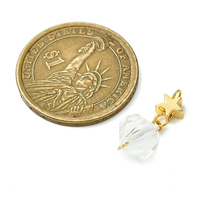 5Pcs Glass & Acrylic & Brass Pendants PALLOY-JF03069-1
