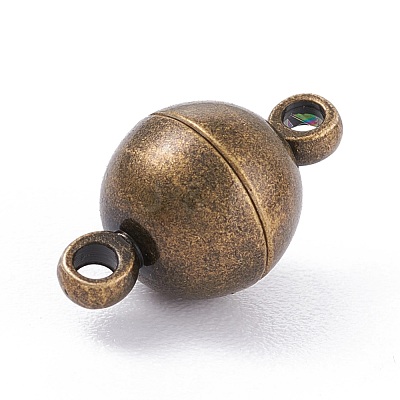 Round Brass Magnetic Clasps with Loops X-MC019-AB-1