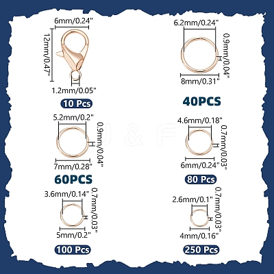 530Pcs 5 Styles Iron Open Jump Rings IFIN-WR0001-23-1