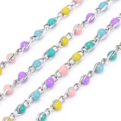 304 Stainless Steel Enamel Twisted Chains X-STAS-R100-40B-1